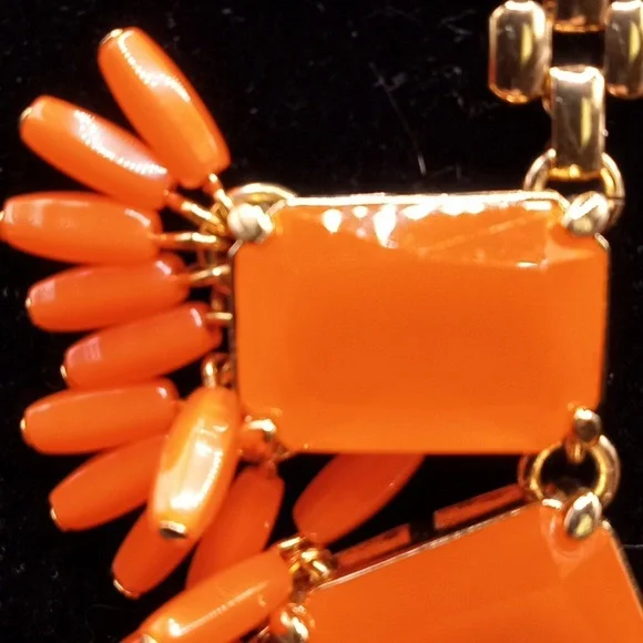 J. CREW NEON ORANGE STATEMENT NECKLACE - Picture 2 of 8
